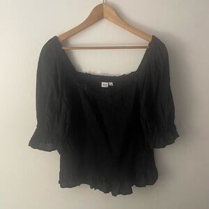 Gap Black Off the Shoulder Ruched Top Sz XL
